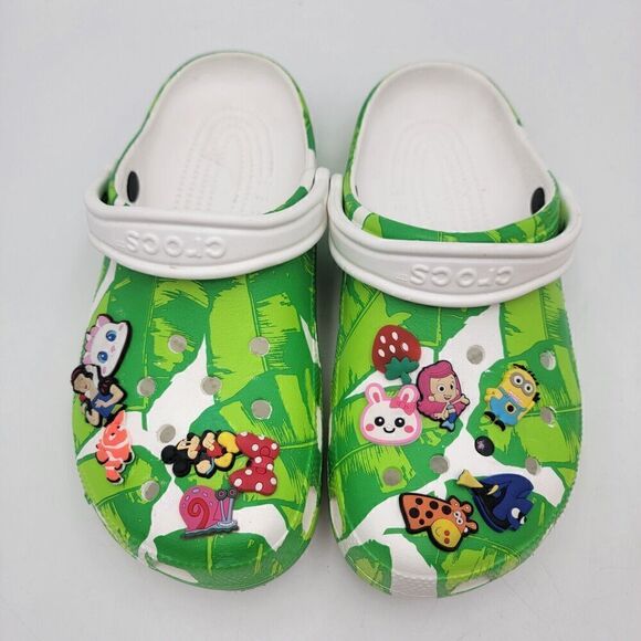 Crocs x Palm Trees Greeny Classic Clog Disney Pins Womens‎ Sz 8 Mens 10 Slip On main image 9